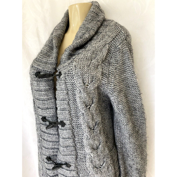 Adam Lippes for HE Cardigan Sweater Long Sleeve Gray Cable Knit Toggle B… - Picture 2 of 5